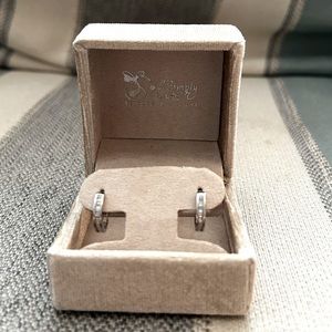 Simply Silver Simply Brilliant Sterling Silver Princess-Cut CZ Hoop Earrings